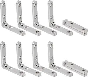 10 Pcs 90 Degree Hinges Wooden Box Gift Wine Jewellery Box Chest Case Hinge Cabinet Hardware with Screws (Silver)