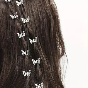 30 Pcs Butterfly Hair Clips Silver Metal Barrettes Claw Clips Strong Hold Non-Slip Alloy Hair Accessories for Women Small Mini Hollow Design