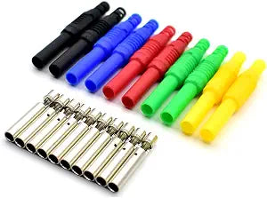 5Colors Insulated Safety Shrouded 4mm Female Banana Plug Jack Socket Solder DIY Cable Connectors Adapters for Electrical Testing 10Pcs