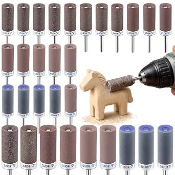 30Pcs Sanding Drums for Dremel Rotary Tool with 1/8" Shank, Sanding Sticks for Plastic Wood Metal Grinding Polishing, 180/240/320/400/600/1000/1500/2000/3000 Grits