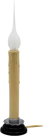 Creative Hobbies 7 Inch Electric Rustic Country Candle Lamp with On/Off Switch, 5 Foot Ivory Cord, Metal Base and 5W Silicone Bulb Included