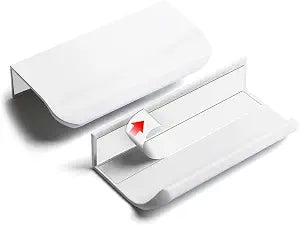 BaiNong 5 Pack 3 inch self Adhesive Cabinet pulls Adhesive Cabinet Handles Drawer Edge pulls Bright White Stick on Handles for Cabinet Finger pulls for cabinets Concealed Seam Flat Drawer Handles