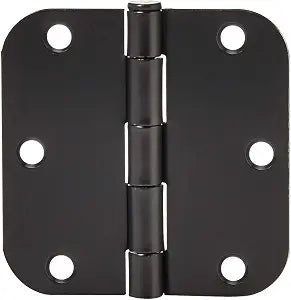 Amazon Basics Sturdy Rounded 5/8 Radius Interior Door Hinges with Included Screws, 3.5" x 3.5", Matte Black, 18-Pack