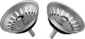 KANARY Kitchen Sink Basket Strainer Replacement for Standard Drains (3-1/2 Inch) Stainless Steel Body with Rubber Stopper (Pack of 2, Stianless Steel)