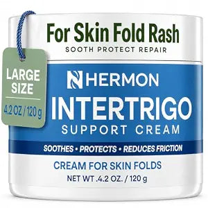 Hermon Intertrigo Cream for Skin Folds: Skin Care & Chafing Support with Zinc Oxide, Intertrigo Relief Cream for Under Breast, Belly Fold, Inner Thighs & Underarms, 4.2 oz