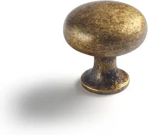 Goo-Ki Vintage Retro Antique Brass Zinc Alloy Cabinet Knob - Single Hole Center Affordable Luxury Cabinet Pull Hardware for Bedroom, Kitchen, 6 Pack