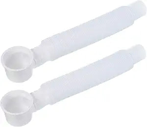 MECCANIXITY Bathtub Drain Pipe Expandable Adjustable Drain 28cm Tubing Flexible Drainage Hose for Bathroom Shower, White Pack of 2