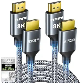 ARISKEEN 8K HDMI 2.1 Cable 6FT 2-Pack, Certified 48Gbps Ultra High Speed
