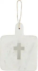 Mud Pie Marble Board With Cross; 9" x 7"
