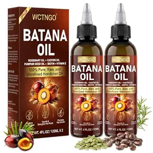 Batana Oil for Hair Growth–100% Pure Unrefined with Rosemary, Castor & Pumpkin Seed Oils, Infused with Biotin | Strengthens, Repairs Scalp, Nourishes & Reduces Hair Loss for Men & Women– 4 oz x 2 Pack