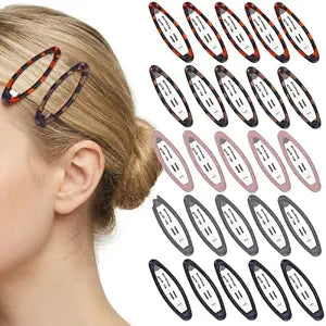 obeoby 30 Pcs Snap Hair Clips Oval Barrettes for Women Girls, 2.7-in