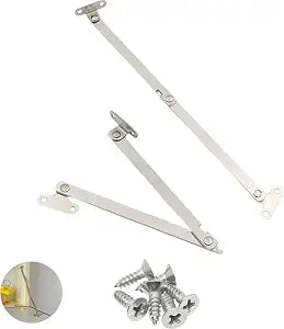 2 Pack Folding Lid Support Hinge Drop Lids Stay Replacement Bracket Rod Mechanism Hardware for Cupboard Cabinet Door Drop Front Desk Toy Box Trunk Chest Case Antique Furniture, Silver, US-277