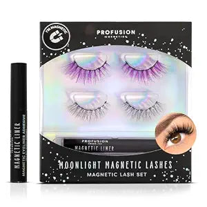 Profusion Cosmetics Star Child Moonlight 2-Pair Magnetic Lashes with Quick-Dry Magnetic Eyeliner Adhesive ï¿½ï¿½ï¿½ Effortless Application for Instant Mesmerizing Eyes (Black & P