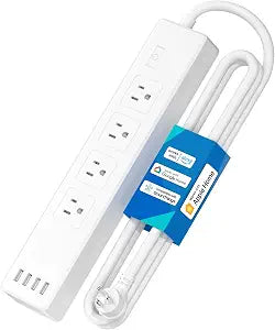 meross Smart Plug Power Strip, PD 20W USB-C, 15A WiFi Flat Outlet, 6 Feet