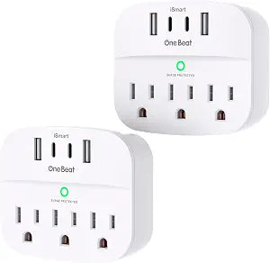 One Beat Multi Plug Outlet Splitter with USB,Surge Protector Outlet 2 Pack