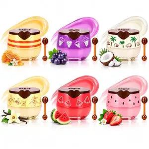 6 PCS Bee Balm Lip Balm Set, Honey Pot Lip Mask with Applicators for Lips