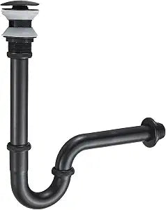 1-1/4" Stainless Steel P-Trap with Overflow & Stopper,Sink Drain Kit
