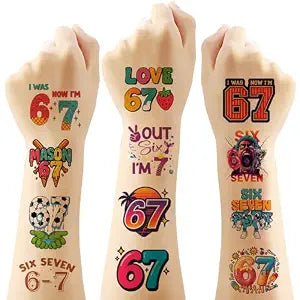 6 7 party favors,Waterproof Temporary Tattoos for Kids, 120PCS 6 7 Party Decorations, Baseball & Ice Cream Drip Gifts, Smudge-Resistant Fun Tattoos for Teens & Kids