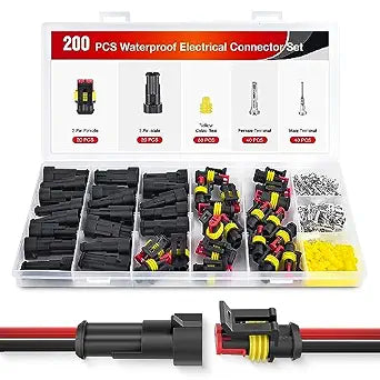 Nilight 200PCS 2 Pin Electrical Connector Plug with Male Female Terminals