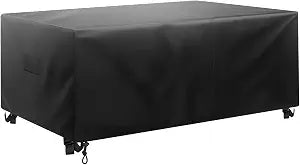 VEVOR Patio Furniture Cover, 420D Heavy Duty Waterproof Outdoor Dining Table and Chairs Cover, Large Rectangular Patio Table Covers with Air Vent for All Weather, 98L x 78W x 32H inch, Black