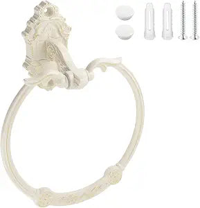 MY MIRONEY Bathroom Towel Ring Vintage White Round Towel Racks