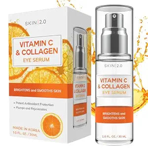 Skin 2.0 Vitamin C & Collagen Under Eye Serum – Dermatologist Tested, Anti Aging Korean Skin Care – Targets Dark Circles, Puffiness & Fine Lines for Smoother, Firmer Eyes – Vegan Clean Beauty, 1 fl oz