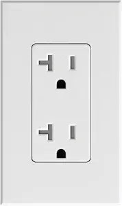 Lutron Satin Colors 20 Amp Tamper-Resistant Duplex Receptacle - Snow