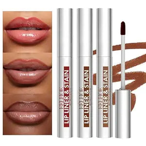 3Pcs Peel Off Lip Liner Lipstick Makeup, Chestnut Nude Brown Peel Off Lipgloss for Women Magic Lipstick 24 Hours Original Lip Liner Makeup Stain (#C, 1 Count (Pack of 3))