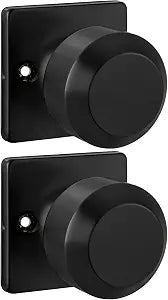 Goldenwarm Black Half Dummy Door Knobs, Single Side Door Handles for Closets, French Double Doors, Non-Locking Inactive Matte Black Door Knobs 1 Pack