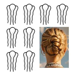 8 Piece Metal Hair Fork Clip Hair Side Combs Hair Pins Buns Updo U-Shape French Twist Hair Styling Tool Accessories for Women and Girls Christmas