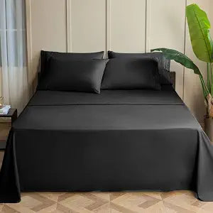 SONORO KATE Bed Sheet Set Super Soft Microfiber Luxury Egyptian Sheets 16-Inch Deep Pocket���Wrinkle-4 Piece(Black, Full)