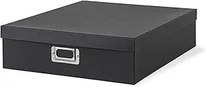 Soul & Lane - Black Scrapbook Photo Storage Box with Lid, 14.8x13x3.7 In
