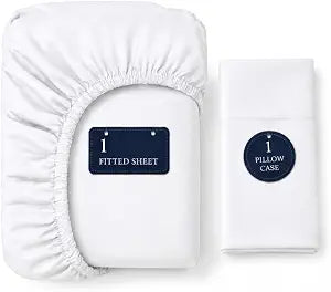 2 Piece, 100% Egyptian Cotton Twin XL Sheets - No Flat Sheet (White)
