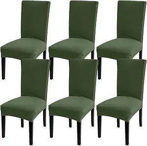 Fuloon 6 Pack Super Fit Stretch Removable Washable Short Dining Chair Protector Cover Seat Slipcover for Hotel, Dining Room, Ceremony, Banquet Wedding Party