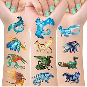 8 Sheets Wings of Fire Temporary Tattoos for Kids, Wings of Fire Birthday Party Decorations Party for Kids Party Supplies