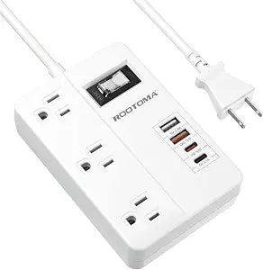 PD 30W 2 Prong Power Strip with USB-C, ROOTOMA, White