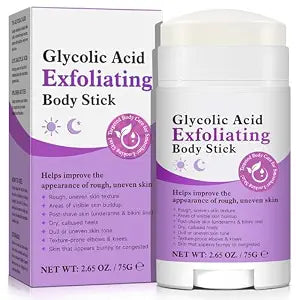 Glycolic Acid Stick - AHA 7% + BHA 0.5% for Rough Bumpy Skin & KP, Gentle Exfoliator with Shea Butter, Fragrance Free, All Skin Types, 2.65 oz