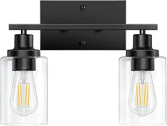 Bathroom Light Fixtures, Black 2-Light Vanity Lights, Bathroom Vanity Light