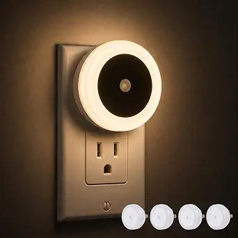 Briignite LED Night Lights Plug into Wall [4 Pack] Plug in Night Light Warm