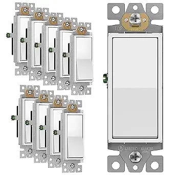 ENERLITES White Single Pole Decorator Paddle Light Switch, 15A, 10 Pack