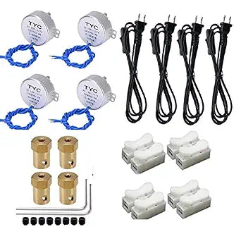 4PCS Cup Turner Motor Turntable Synchron Motors 50/60Hz AC100~127V CCW/CW 4W with 7mm Flexible Coupling Connector and 6ft Power Cord for Cup Turner,Hand-Made, School Project, Model (5-6R)