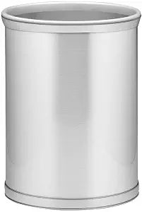 Kraftware Waste Basket in Brushed Chrome with Grey Bumper, MADE IN U.S.A.