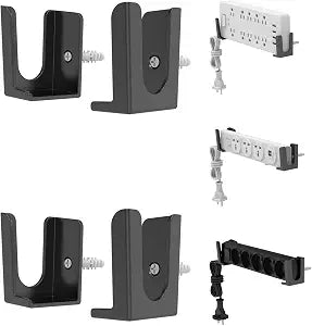 Power Strip Holder, 2 Set Power Strip Wall Mount, (Black)