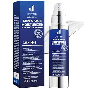 Uttse 6-in-1 Mens Face Moisturizer: Face Cream for Men - Reduce the Look of Eye Bags, Dark Circles, and Puffiness - Skin Care for Men - 1.7 fl oz - Made in Korea
