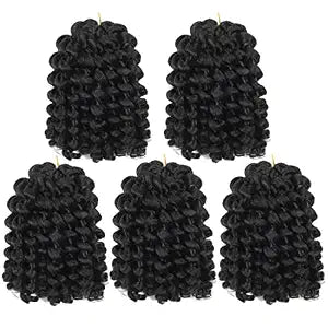Crochet Braids Hair 8 Inch Jamaican Bounce Wand Curl Crochet Hair Curly Bounce Crochet Braids Hair Extension Twist Crochet Hair(5 PCS, 1B)