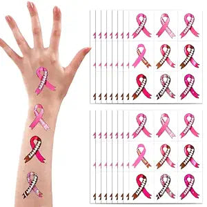 192Pc Pre-Cut Pink Ribbon Football Breast Cancer Awareness Temporary Tattoos Stickers,16 Sheets Football Themed Tattoos Stickers Party Decoration Supplies favors (Pink Ribbon)