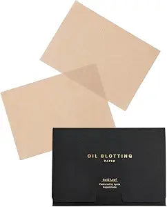 Gold Leaf Look Oil Blotting Paper, 100 Sheets, Made in Japan Aburatorigami, Premium Japanese Face Oil Absorbing Sheets for Oily Skin, Black Gold Foil Package