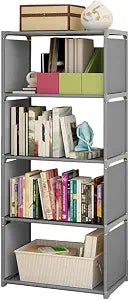 Steel Pipe Storage Shelf  Adjustable Cube Bookcase for Bedroom, Living Room & Office, Freestanding Vertical Organizer with Waterproof Coating(1)