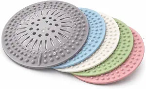 Shower Drain Hair Catcher - 5 Pack Anti-Slip TPR Silicone Drain Covers for Bathroom Tub Sink, Universal Fit Over Shower or Kitchen Sink Garbage Disposal Multi-Color Strainers