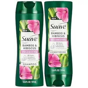 Suave Shampoo and Conditioner Set, Bamboo & Hibiscus – Volumizing Hair Products for Flat, Fine Hair, 12.6 Oz Ea